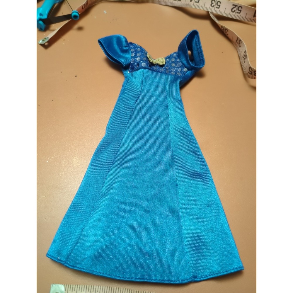 Barbie Brand, Gorgeous Blue‎ Gown, A-Line Dress Sequin Top, Gold Bow